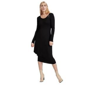 Marcella Aventura Maxi Long Sleeve Midi Dress Size Large Scoop Neck Knit Stretch